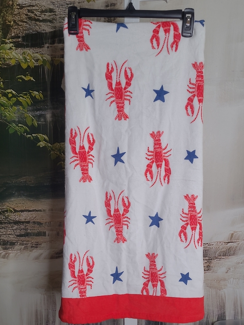 New! Sun Squad Red Lobster Print Beach Towel